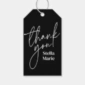 Modern minimaal eenvoudig script zwart wit dank u cadeaulabel (Voorkant)