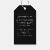 Modern minimaal eenvoudig script zwart wit dank u cadeaulabel (Achterkant)