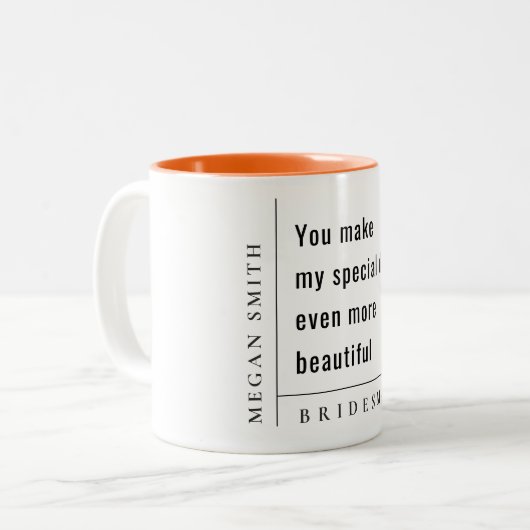 Modern Minimaal Eenvoudig Speciaal Bruidsmeisje Ca Tweekleurige Koffiemok (Voorkant links)
