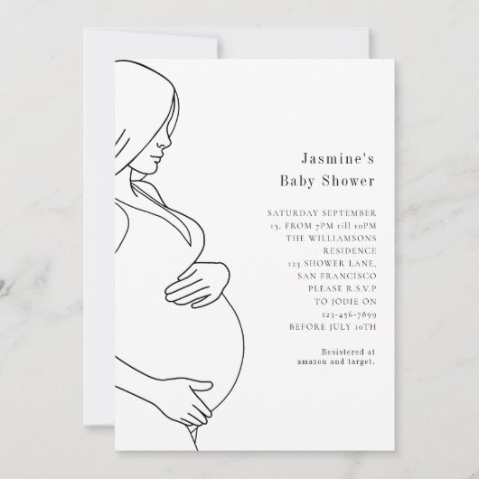 Modern minimaal eenvoudig stijlvol baby shower kaart (Voorkant)