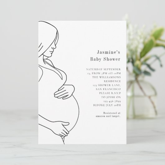 Modern minimaal eenvoudig stijlvol baby shower kaart (Staand voorkant)