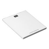 Modern Minimaal Effen Zwart Wit Aangepast Monogram Notitieblok (Schuin)