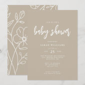 Modern minimaal elegant Baby shower | Uitnodiging (Voorkant / Achterkant)