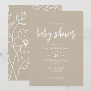 Modern minimaal elegant Baby shower Uitnodiging