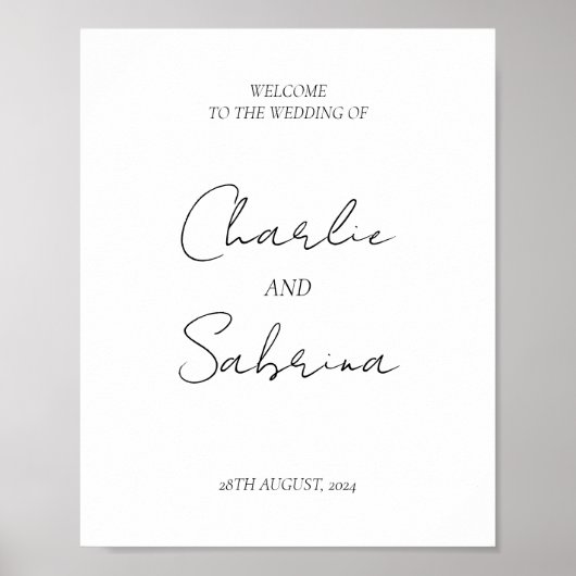 Modern minimaal Elegant Bruiloft Welkomstbord Poster (Voorkant)