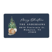 Modern minimaal elegant eenvoudig marineblauw etiket (Voorkant)