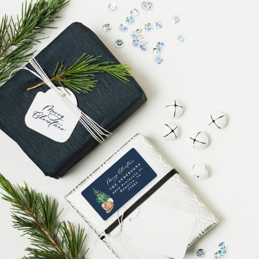 Modern minimaal elegant eenvoudig marineblauw etiket