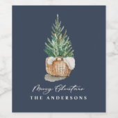 Modern minimaal elegant eenvoudig marineblauw wijn etiket (Enkel label)