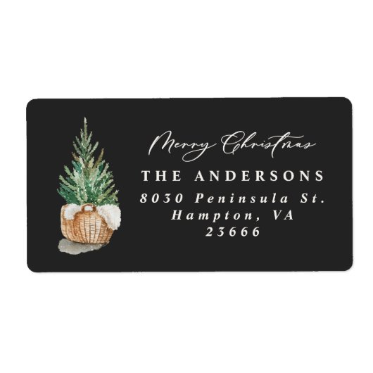 Modern Minimaal Elegant Eenvoudig Zwart Etiket (Voorkant)