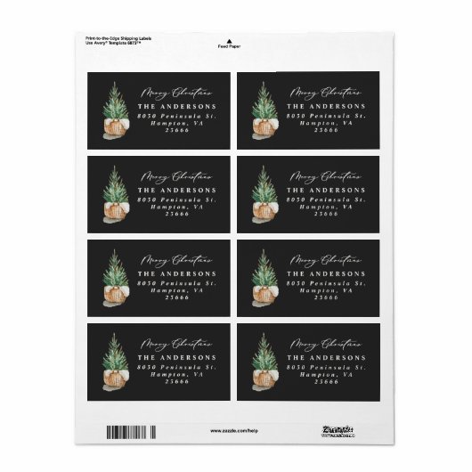 Modern Minimaal Elegant Eenvoudig Zwart Etiket (Full Sheet)