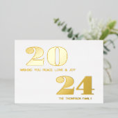 Modern minimaal elegant folie feestdagenkaart (Staand Voorkant)