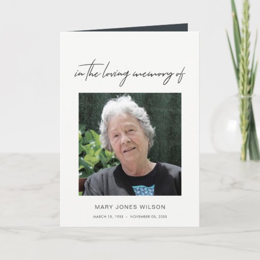 MODERN MINIMAAL ELEGANT FOTO SYMPATHIE MEMORIAL BEDANKKAART (Voorkant)