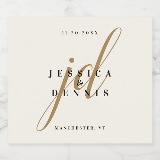 Modern minimaal elegant kalligrafiescript monogram bier etiket (Enkel label)