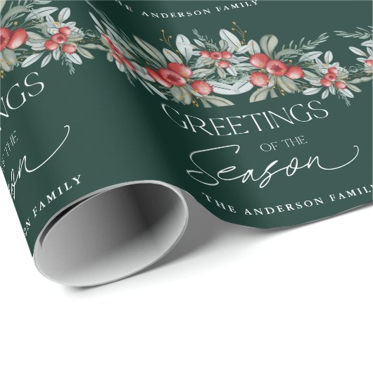 Modern minimaal elegant kerstgroen cadeaupapier (Rol Hoek)