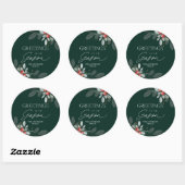Modern minimaal elegant kerstgroen ronde sticker (Vel)
