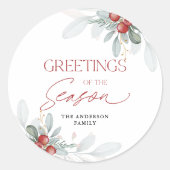 Modern minimaal elegant kerstgroen ronde sticker (Voorkant)