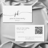 Modern minimaal elegant monogram QR-code Visitekaartje