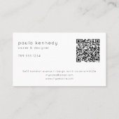 Modern minimaal elegant monogram QR-code Visitekaartje (Achterkant)