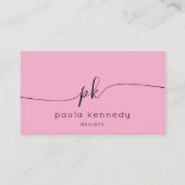 Modern minimaal elegant monogram roze QR-code Visitekaartje (Voorkant)