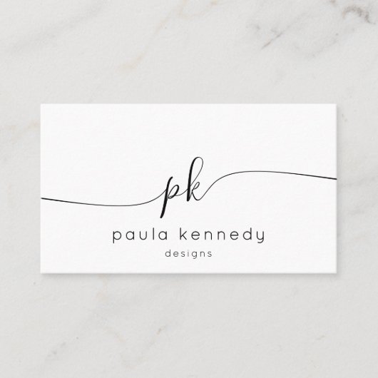 Modern minimaal elegant monogram visitekaartje (Voorkant)