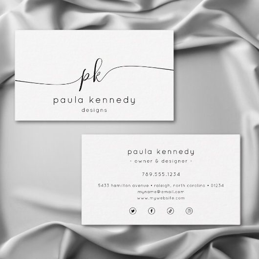 Modern minimaal elegant monogram visitekaartje