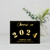 Modern minimaal Elegant Proost 2024 Folie Feestdagen Briefkaart (Staand Voorkant)