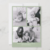 Modern minimaal Elegant Sage Green Pasgeboren Baby Aankondiging (Achterkant)