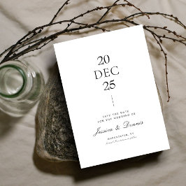 Modern minimaal elegant script B&W Save the Date Kaart