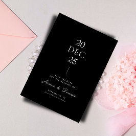 Modern minimaal elegant script B&W Save the Date Kaart