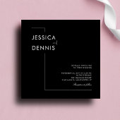 Modern minimaal elegant script B&W Square Wedding Kaart
