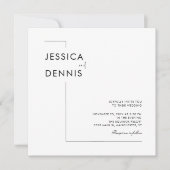 Modern minimaal elegant script B&W Square Wedding Kaart (Voorkant)