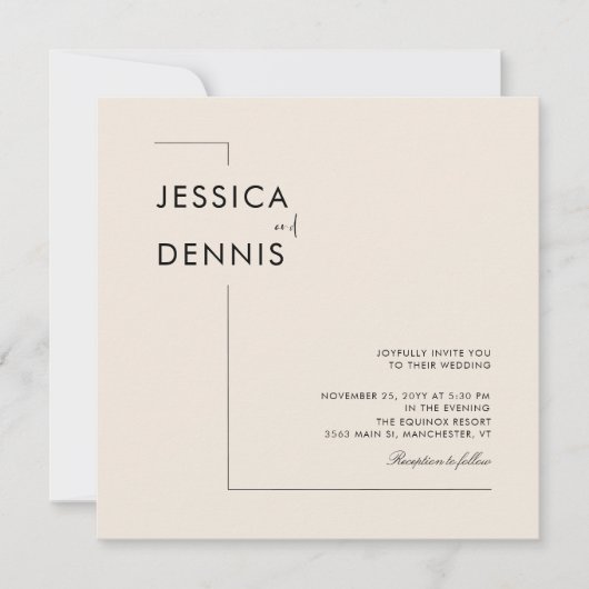 Modern minimaal elegant script Boho Square bruilof Kaart (Voorkant)