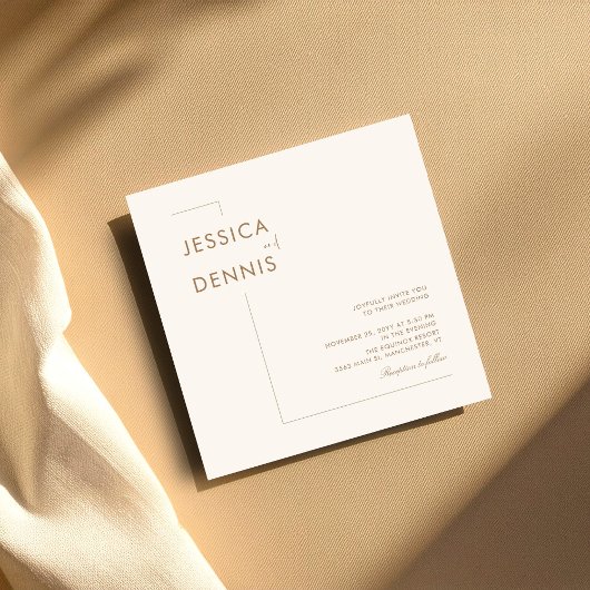 Modern minimaal elegant script Boho Square bruilof Kaart