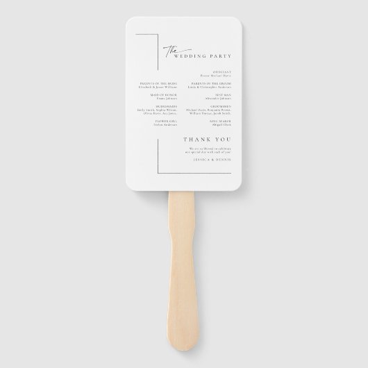 Modern minimaal elegant script chique huwelijkspro handwaaier (Achterkant)