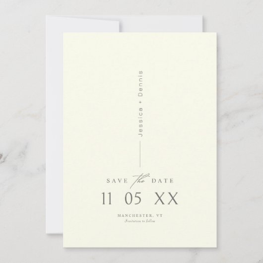 Modern minimaal elegant script ivoor Save the Date Kaart (Voorkant)