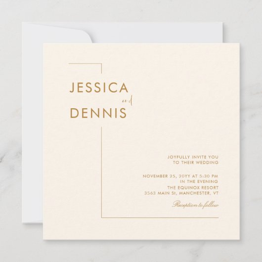 Modern minimaal elegant script koperen vierkante b kaart (Voorkant)