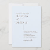 Modern minimaal elegant script Lichtblauw bruiloft Kaart (Voorkant)