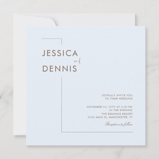 Modern minimaal elegant script Lichtblauw vierkant Kaart (Voorkant)