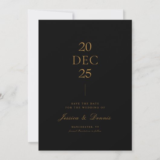 Modern Minimaal Elegant Script Zwart Save the Date Kaart (Voorkant)