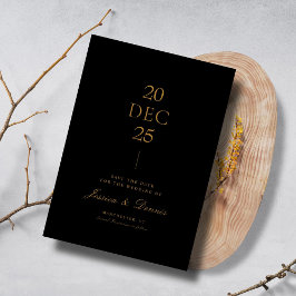 Modern Minimaal Elegant Script Zwart Save the Date Kaart