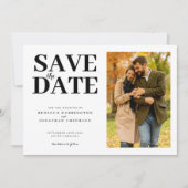 Modern Minimaal Elegant Zwart Wit Foto Bruiloft Save The Date (Voorkant)