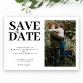 Modern Minimaal Elegant Zwart Wit Foto Bruiloft Save The Date