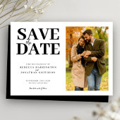 Modern Minimaal Elegant Zwart Wit Foto Bruiloft Save The Date