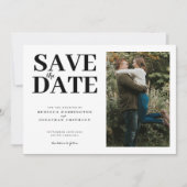 Modern Minimaal Elegant Zwart Wit Foto Bruiloft Save The Date (Voorkant)