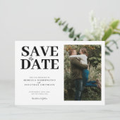 Modern Minimaal Elegant Zwart Wit Foto Bruiloft Save The Date (Staand voorkant)