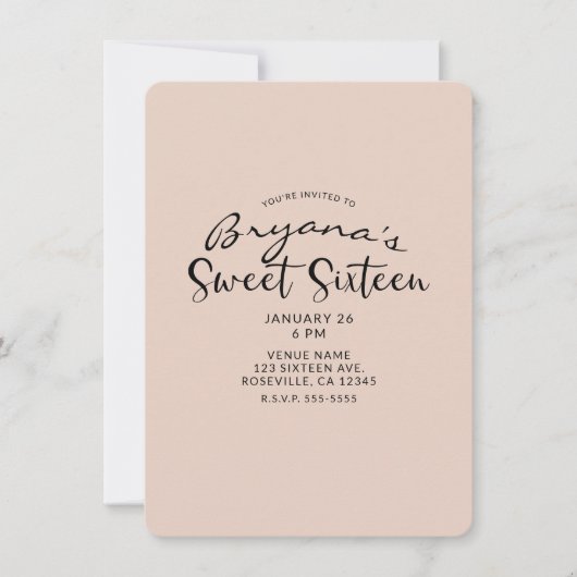 Modern Minimaal Elke Kleur Sweet 16 Sixteen Party Kaart (Voorkant)