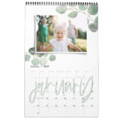 Modern minimaal eucalyptusfotoscript voor waterver kalender (Jan 2027)
