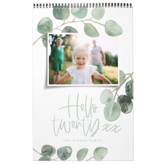 Modern minimaal eucalyptusfotoscript voor waterver kalender (Hoes)