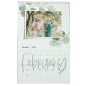 Modern minimaal eucalyptusfotoscript voor waterver kalender (Feb 2027)