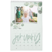 Modern minimaal eucalyptusfotoscript voor waterver kalender (Jan 2027)